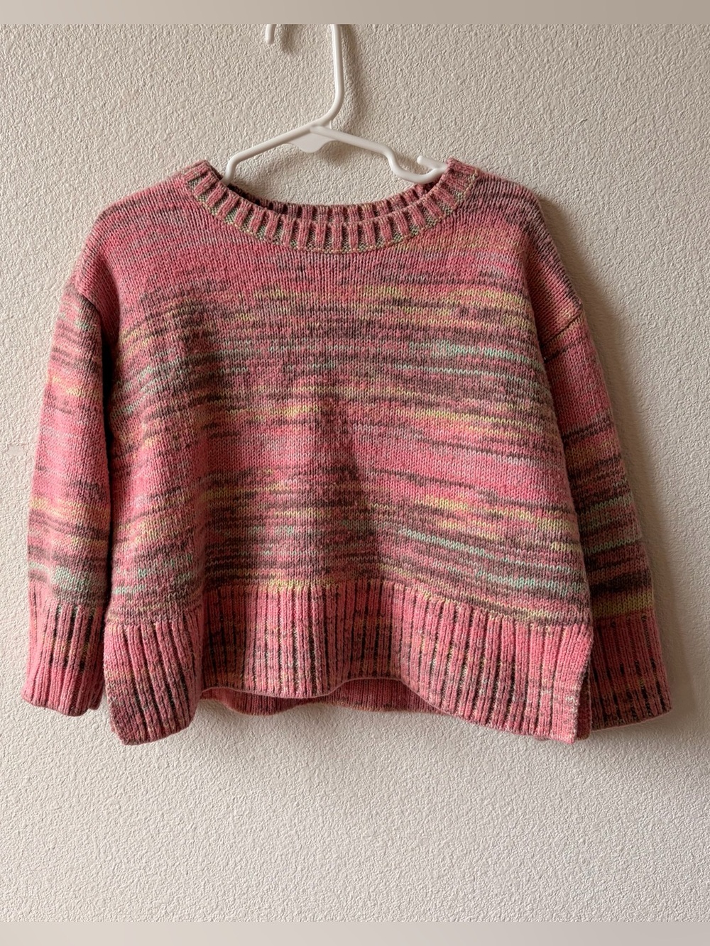 Gap Size 4 Toddler Relaxed Pink Marled Crewneck Sweater